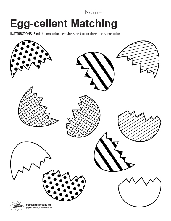 Egg Matching Printable Worksheets Image