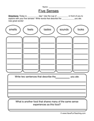 Five Senses Worksheets Grade 2 Image