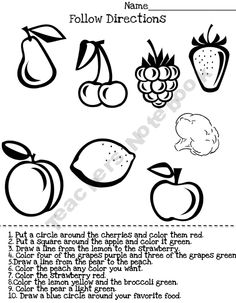 Following Directions Activity Worksheet Image