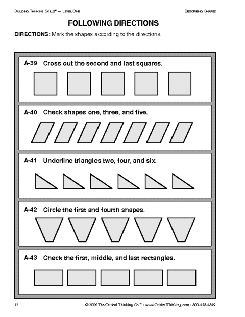 Following Directions Worksheets for Kids Image
