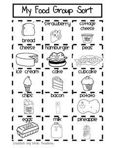 Food Group Worksheets for First Grade Image