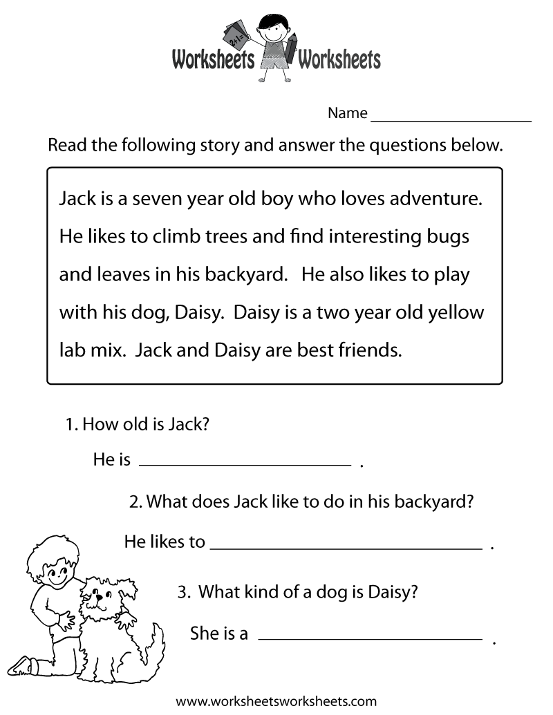 Free Printable Reading Comprehension Worksheets