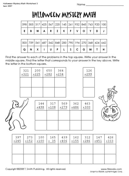 Halloween Math Worksheets 4th Grade Image