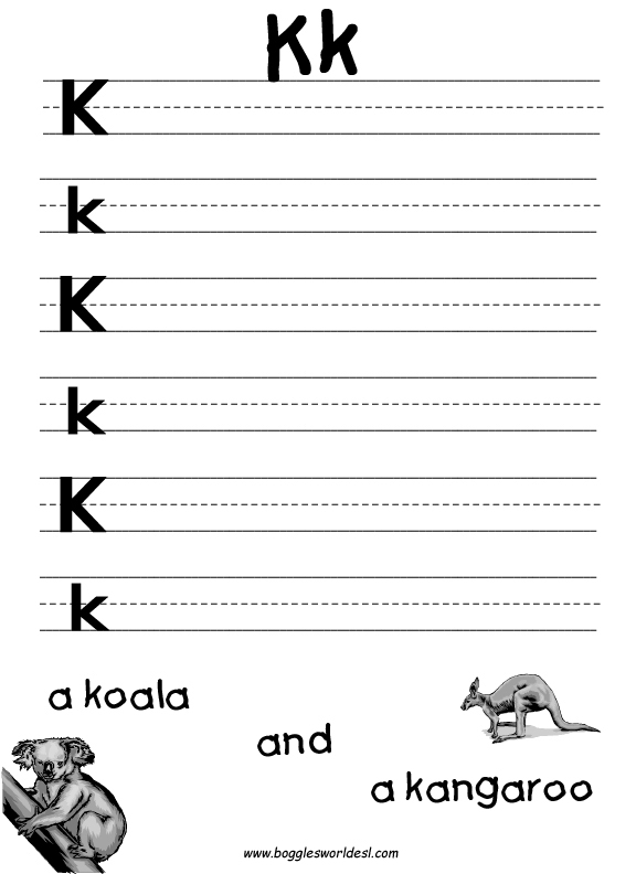 Letter K Writing Worksheets