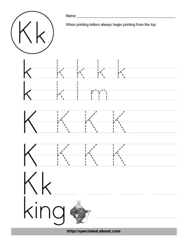 Letter K Writing Worksheets