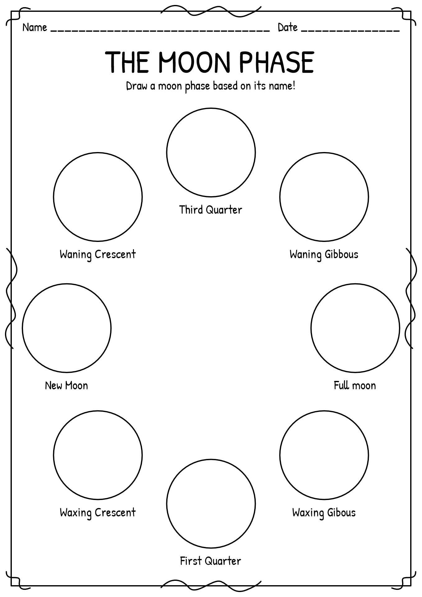 Moon Phases Activity Worksheet