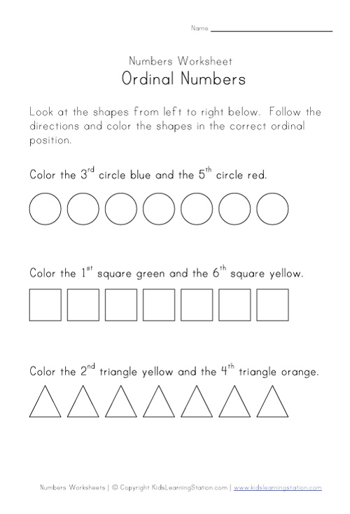 Number Ordinal Worksheet Printables Image