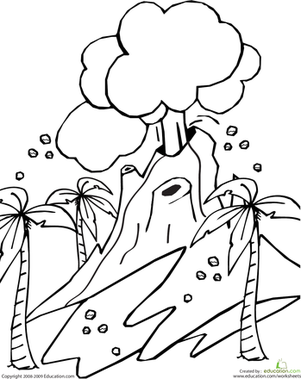 Page Volcano Coloring Worksheets Image