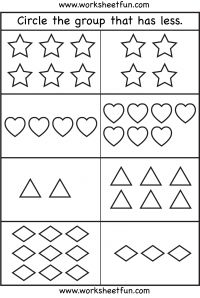 Preschool Worksheets More or Less