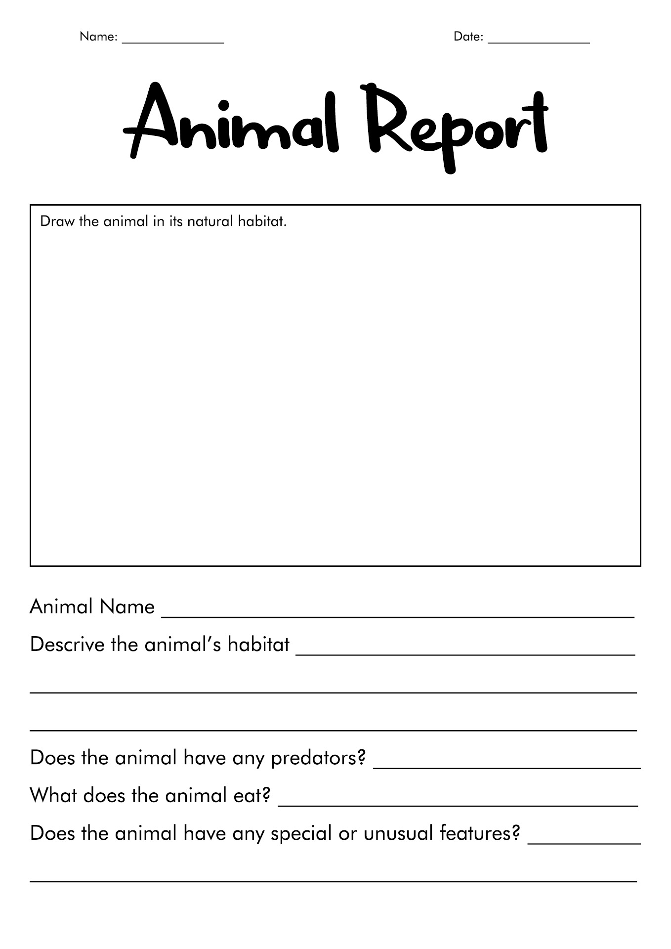Printable Animal Report Template Image