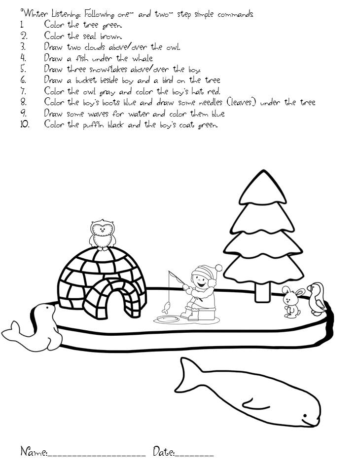 Winter Language Worksheet