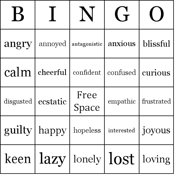 Word Bingo Cards Image