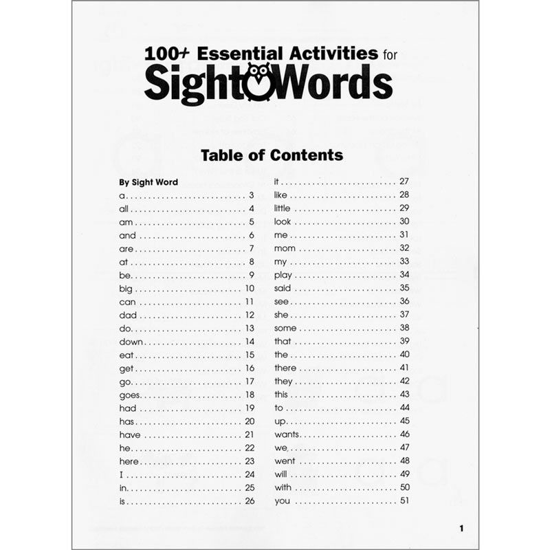 100 Essential Sight Words Image