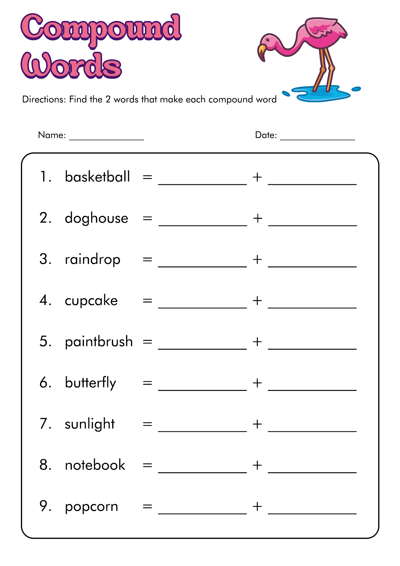 2nd Grade Compound Words Worksheets Image