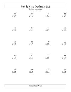 5th Grade Decimal Multiplication Worksheets Image