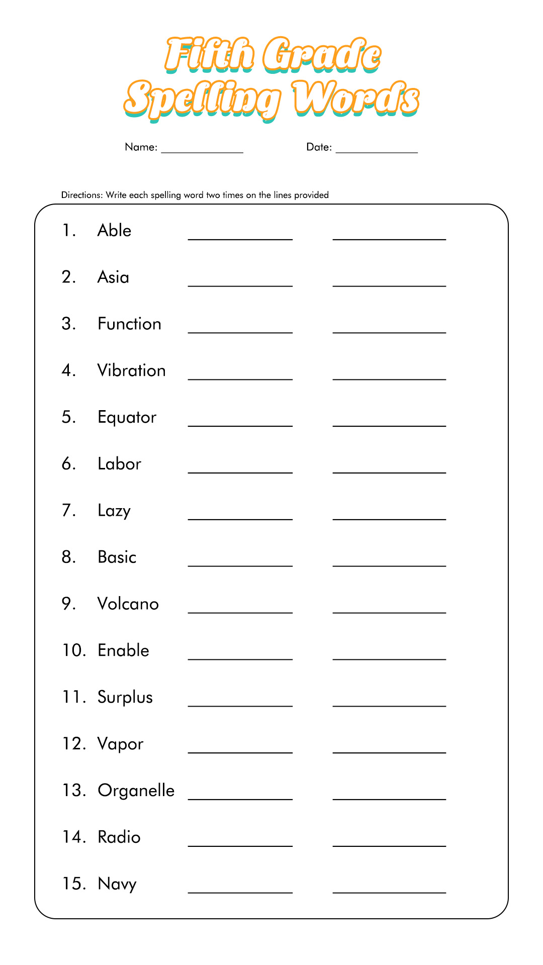 5th Grade Spelling Worksheets Printable Image