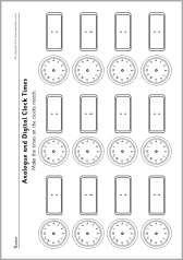 Blank Digital and Analog Clock Worksheet Image