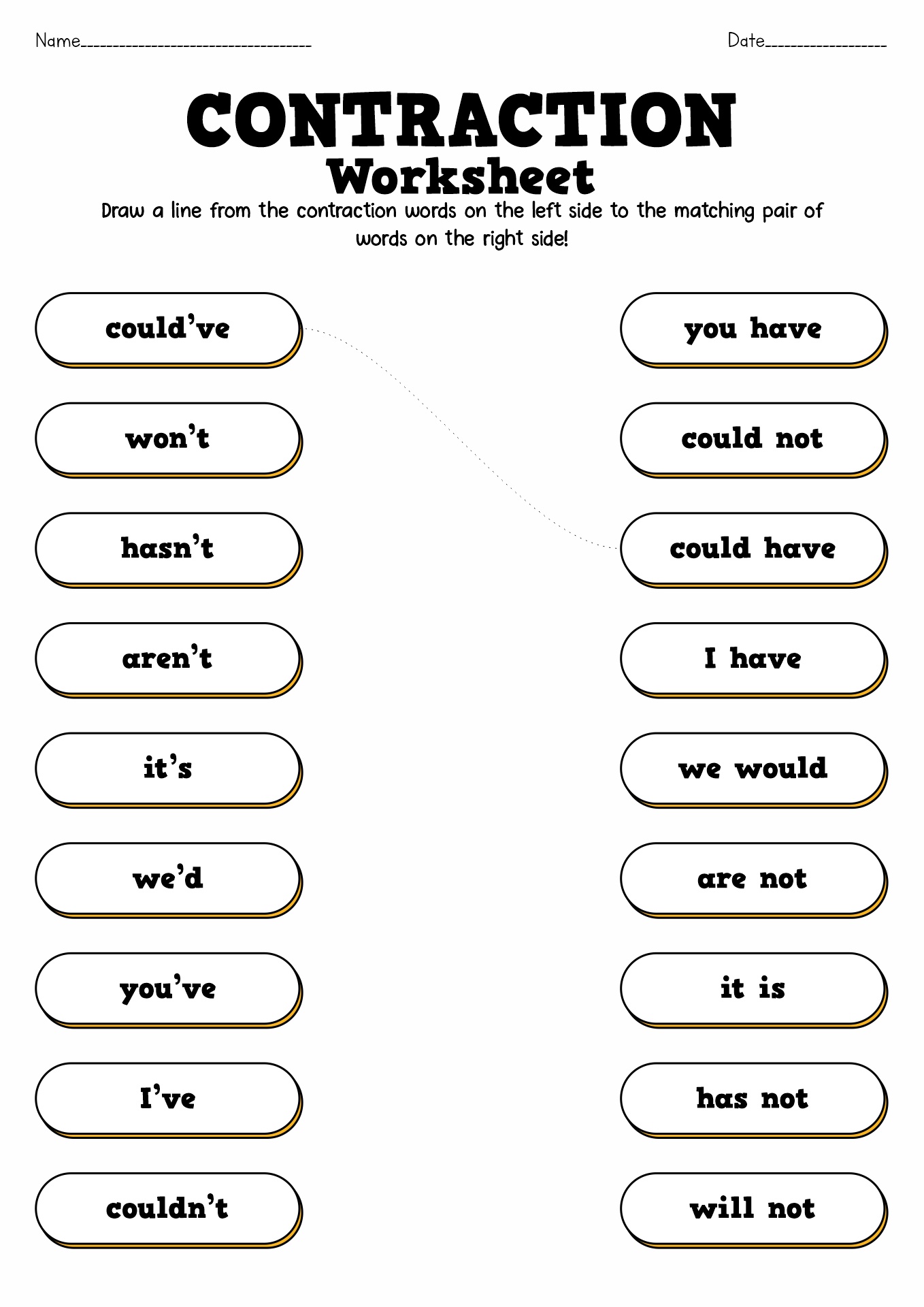 Contraction Worksheets 1st Grade Image
