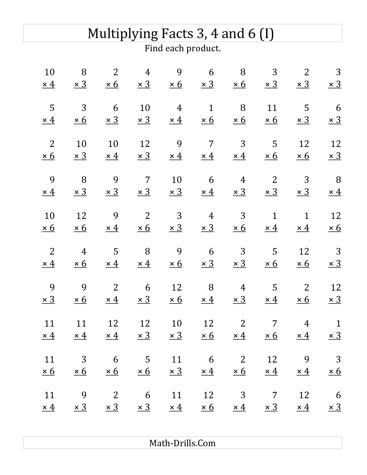 Fact Math Multiplication Worksheets 4th Grade Image