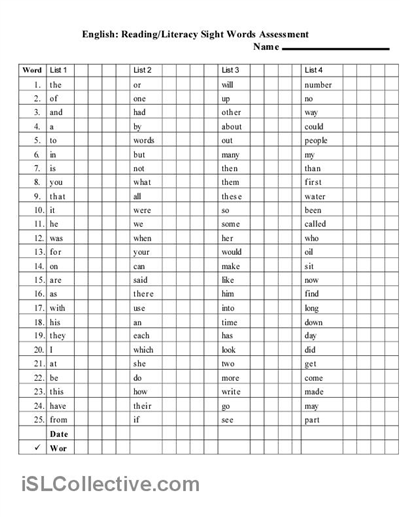 First 100 Sight Words Printable Worksheets Image