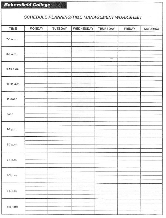 Free Time Management Worksheet