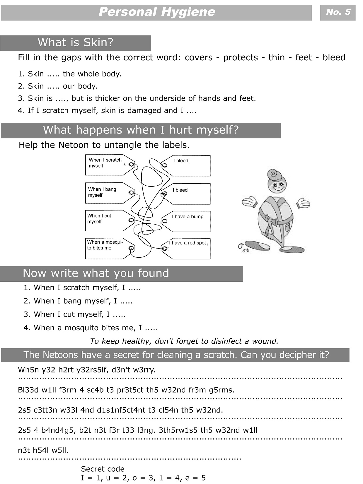 Kids Personal Hygiene Worksheets Image