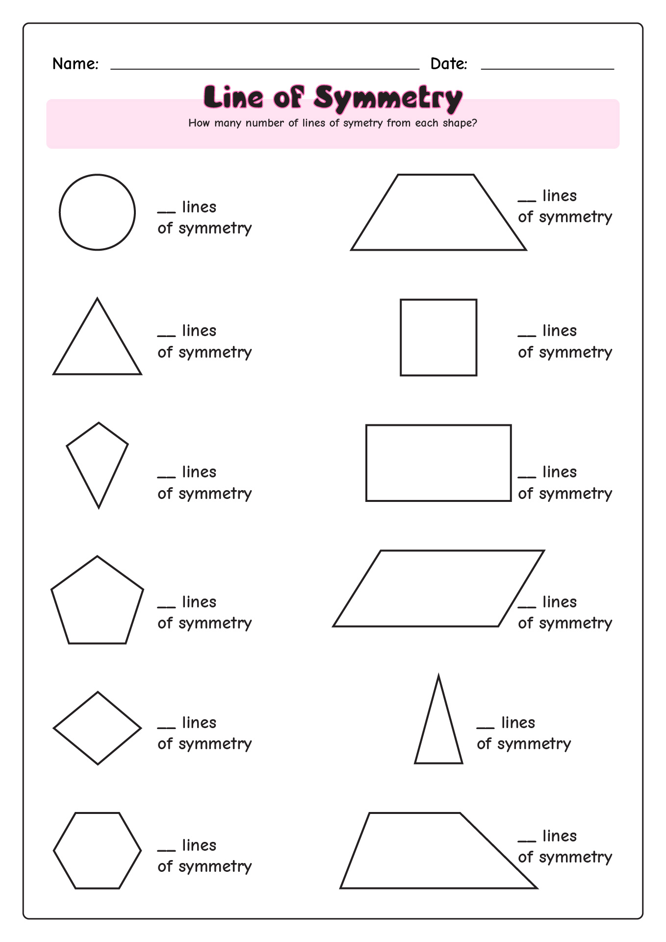 Lines of Symmetry Worksheets