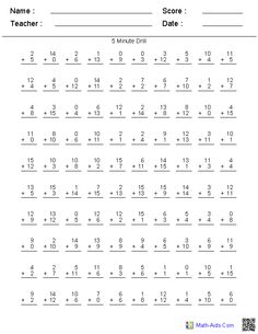 17 Mad Minute Addition Drill Worksheet / worksheeto.com
