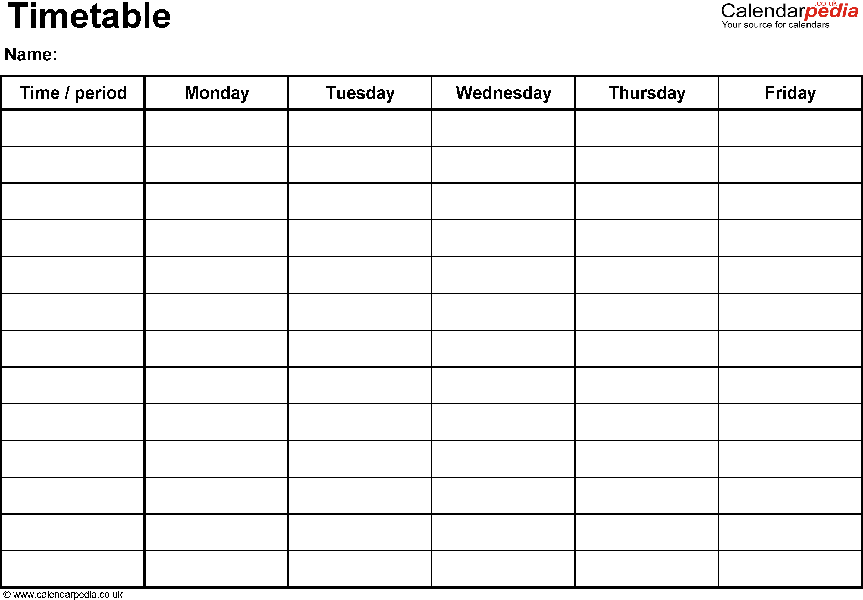 Monday Friday Schedule Template Image