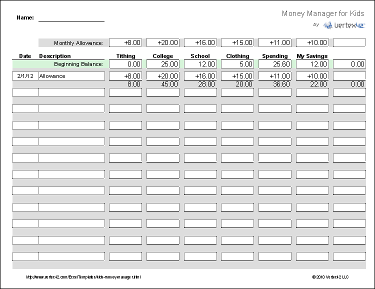 Money Management Worksheets