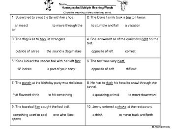 Multiple Meaning Words Assessment Image