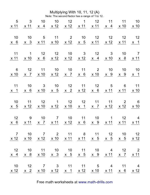 Multiplication Worksheets 100 Image