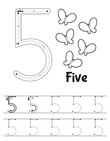 Number 5 Tracing Worksheet