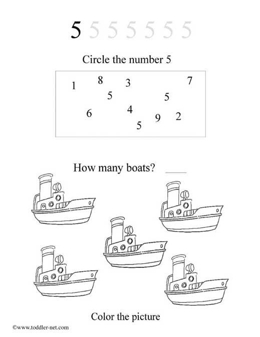 Number 5 Worksheets