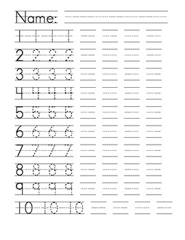 Number Writing 1-10 Worksheet Image