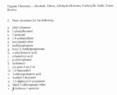 Organic Chemistry Functional Groups Worksheet
