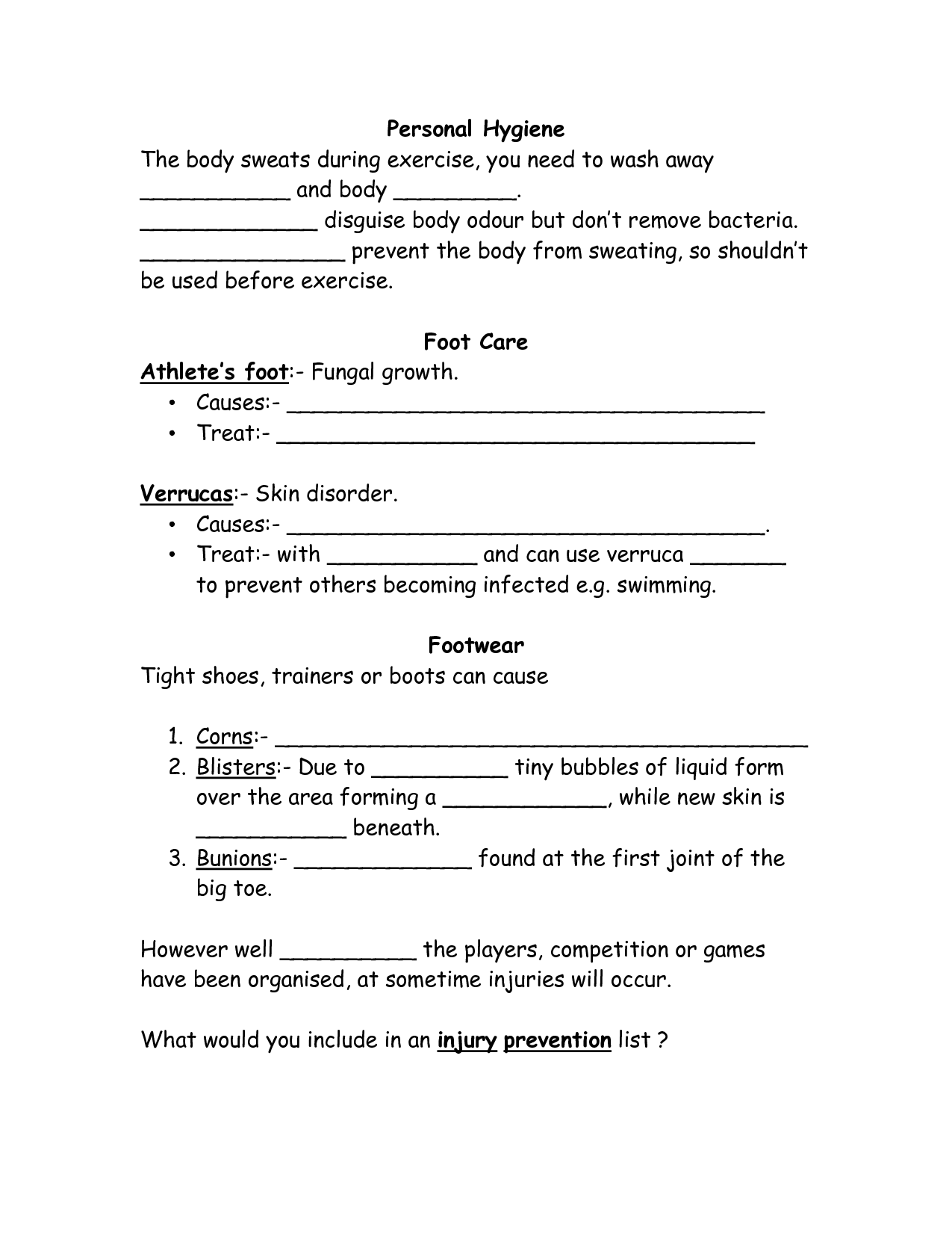 Personal Hygiene Worksheets Image