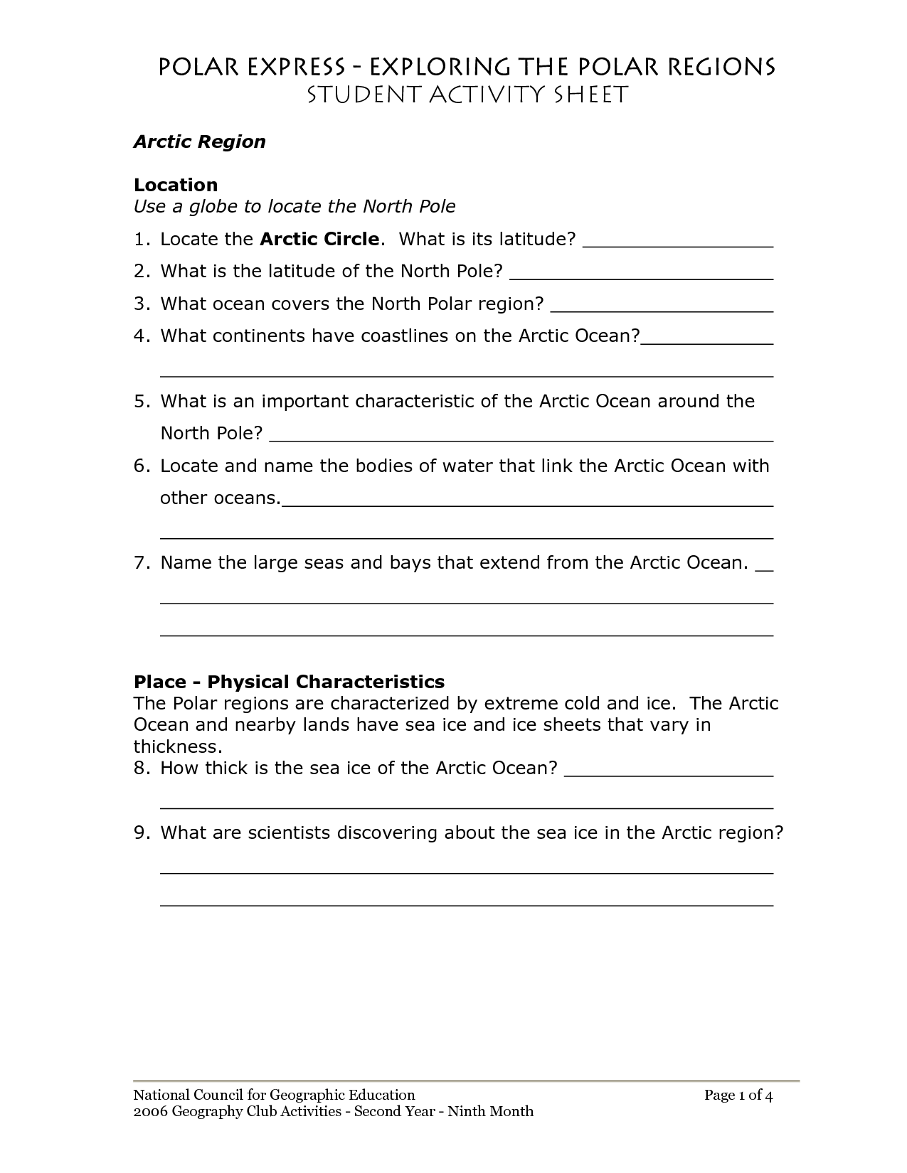 Free Polar Express Worksheets