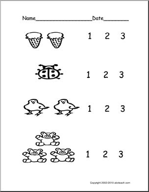 Pre-K Counting Worksheets 1 2 3 Image