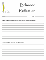 Printable Student Behavior Reflection Form Image