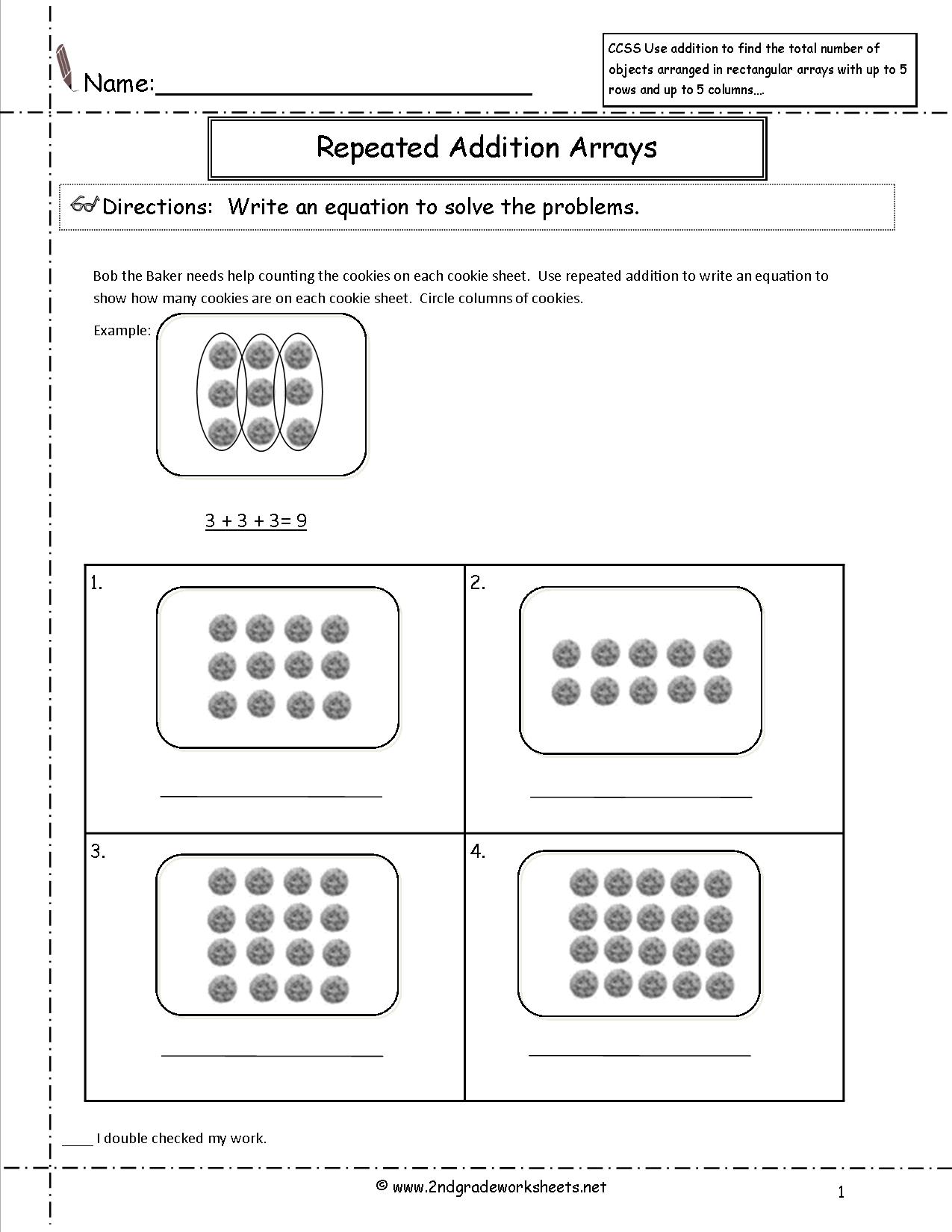 Repeated Addition Arrays Printable Worksheets