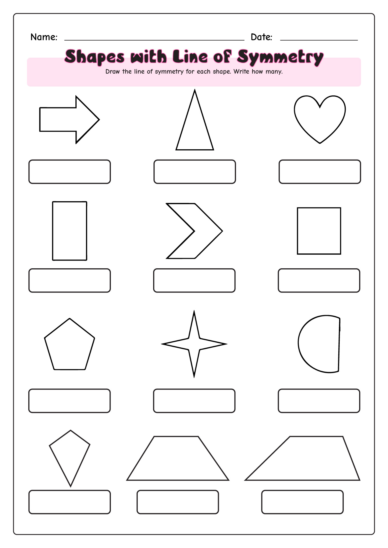 Shapes with Lines of Symmetry Worksheet