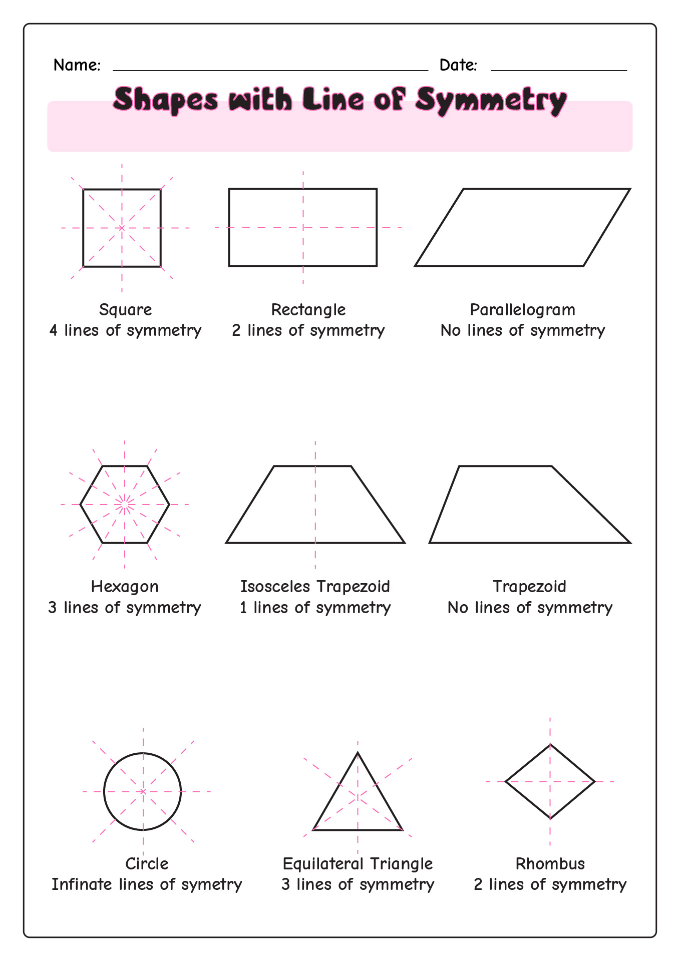 worksheet for grade 5 symmetry