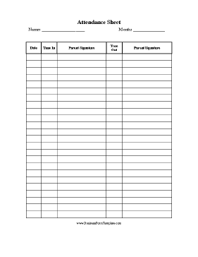 Sign Out Sheet Template Image
