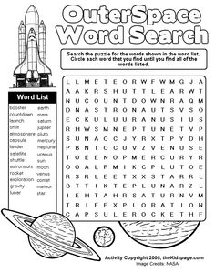 Space Word Search Printable Image