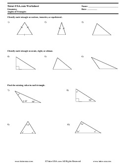 Triangle Angle Sum Theorem Worksheet Image