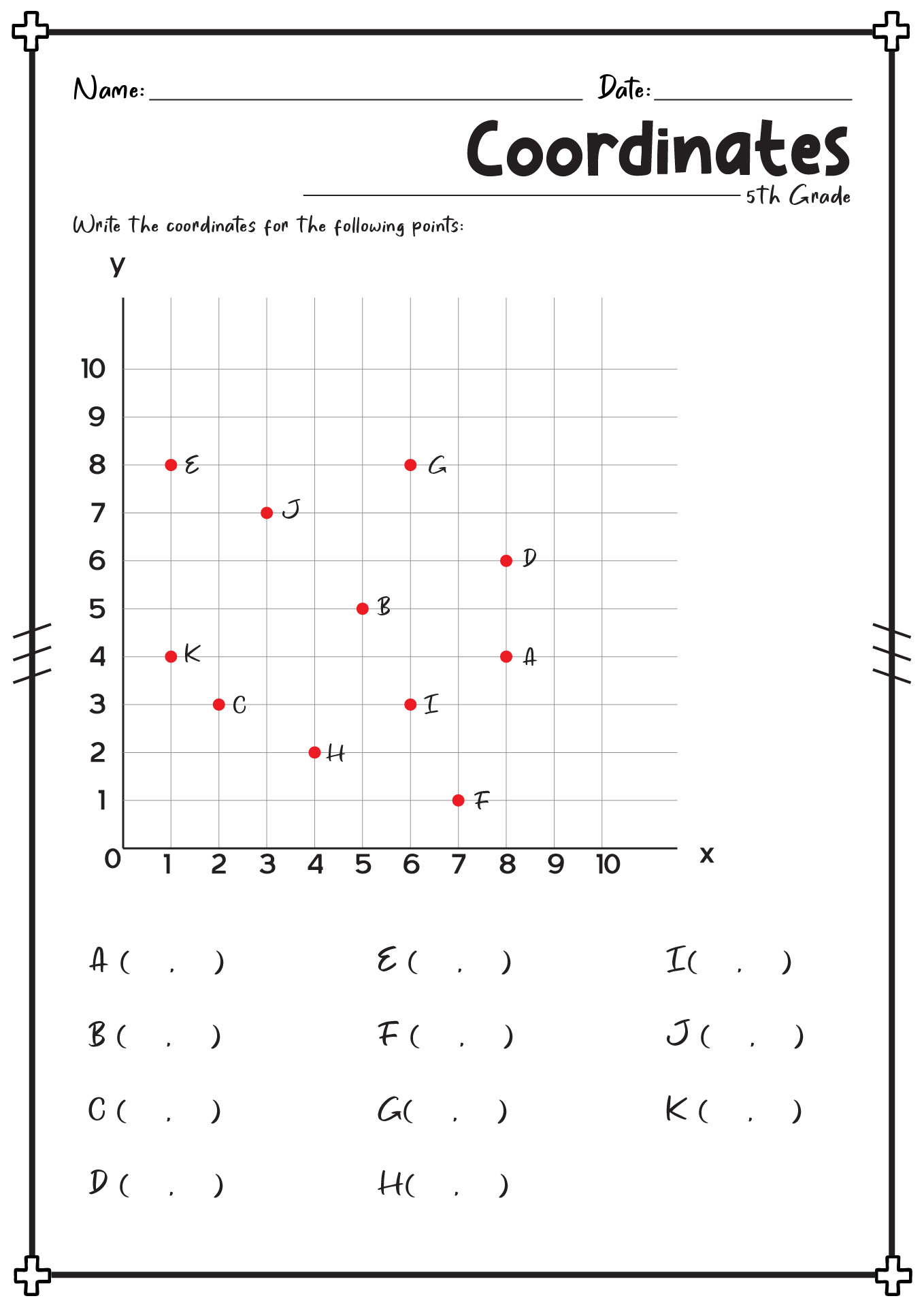 5th Grade Math Worksheet Coordinates Image