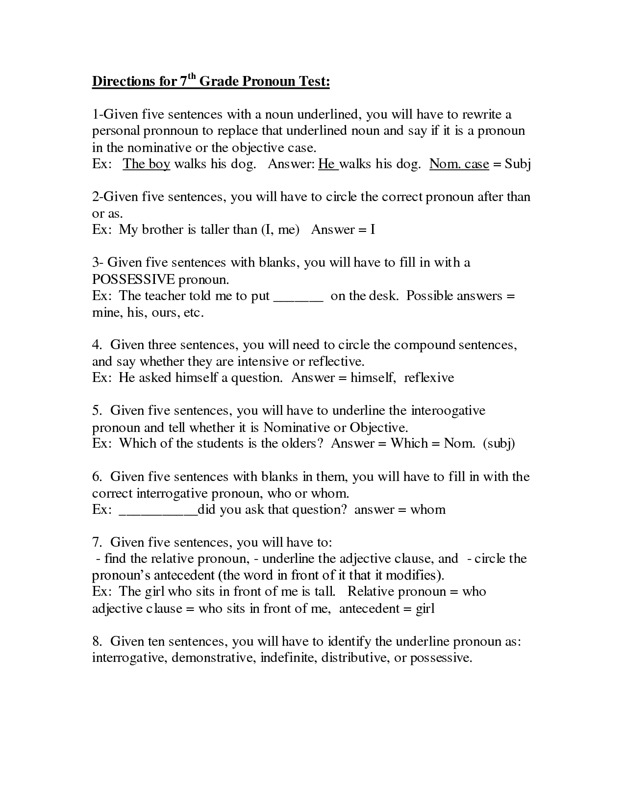 7th Grade English Worksheets Printable Image