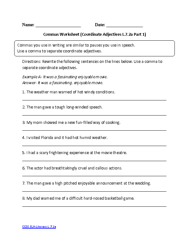 English Worksheets 7th Grade