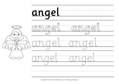 Angel Handwriting Worksheet Image